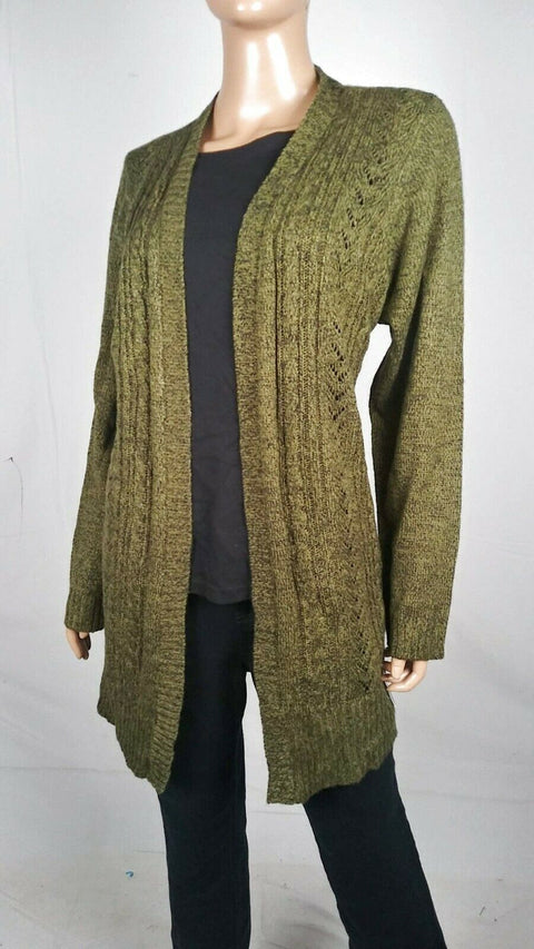 Karen Scott Women Long Sleeve Green Front Open Cardigan Duster Sweater Plus 1X