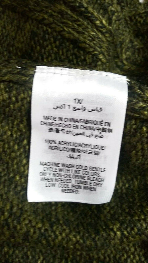 Karen Scott Women Long Sleeve Green Front Open Cardigan Duster Sweater Plus 1X