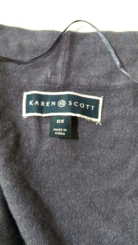 New Karen Scott Women Long Sleeve Blue Knit Front Open Cardigan Sweater Plus 0X