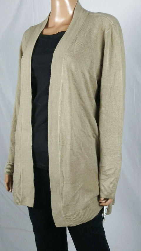 Karen Scott Women Long Sleeve Beige Knit Front Open Cardigan Sweater Plus 1X
