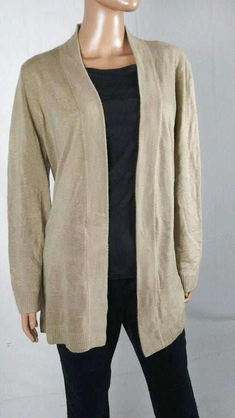 Karen Scott Women Long Sleeve Beige Knit Front Open Cardigan Sweater Plus 1X