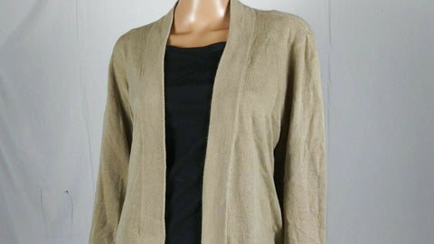 Karen Scott Women Long Sleeve Beige Knit Front Open Cardigan Sweater Plus 1X