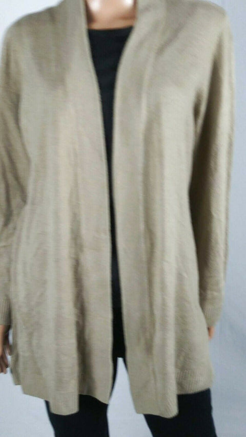 Karen Scott Women Long Sleeve Beige Knit Front Open Cardigan Sweater Plus 1X