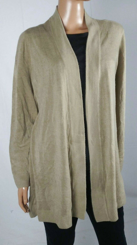 Karen Scott Women Long Sleeve Beige Knit Front Open Cardigan Sweater Plus 1X
