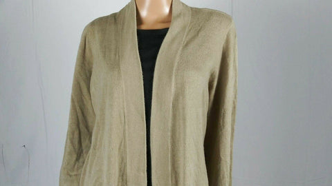 Karen Scott Women Long Sleeve Beige Knit Front Open Cardigan Sweater Plus 1X