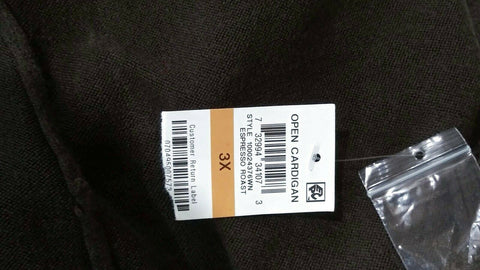 New Karen Scott Women Long Sleeve Brown Knit Front-Open Cardigan Sweater Plus 3X