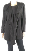 Karen Scott Women Long Sleeve Black Front Open Ruffle Cardigan Sweater Plus 3X