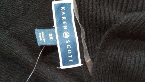 Karen Scott Women Long Sleeve Black Front Open Ruffle Cardigan Sweater Plus 3X