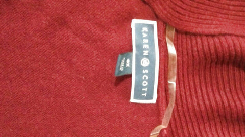 Karen Scott Women Long Sleeve Red Front Open Ruffle Cardigan Sweater Plus 0X