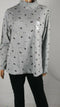 Karen Scott Women Long-Sleeve Mock Neck Sneaky Kitty Christmas Gray Top Plus 2X