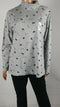 Karen Scott Women Long-Sleeve Mock Neck Sneaky Kitty Christmas Gray Top Plus 2X