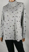 Karen Scott Women Long-Sleeve Mock Neck Sneaky Kitty Christmas Gray Top Plus 2X