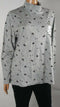 Karen Scott Women Long-Sleeve Mock Neck Sneaky Kitty Christmas Gray Top Plus 2X