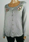 Karen Scott Women Long Sleeve Gray Embroided Button Cardigan Sweater Plus 2X