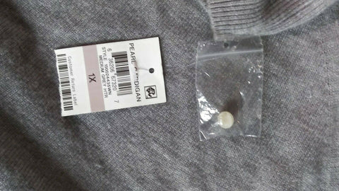 New Karen Scott Women Long Sleeve Gray Pearl Button Cardigan Sweater Plus 1X