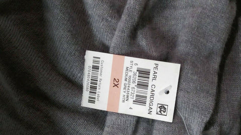 New Karen Scott Women Long Sleeve Gray Pearl Button Cardigan Sweater Plus 2X
