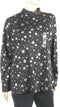 New Karen Scott Women Long Sleeve Mock-Neck Snow-Flakes Black Blouse Top Plus 1X