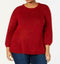 New STYLE&CO Women Long Sleeve Red Scoop Neck Rib Tunic Pullover Sweater Plus 3X - evorr.com
