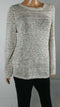 New STYLE&CO Women Long Sleeve Beige Textured Stripe Pullover Sweater Plus 2X