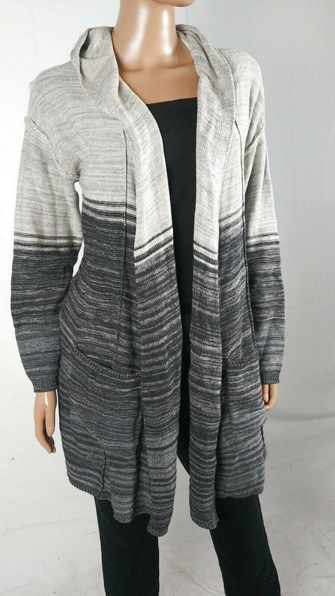 $89 STYLE&CO Women Long Sleeve Gray Front Open Hooded Cardigan Sweater Plus 3X