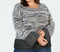 New STYLE&CO Women Long Bell Sleeve Gray Black Ombre Pullover Sweater Plus 1X