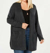 New STYLE&CO Women Long Sleeve Gray Pockets Front Open Cardigan Sweater Plus 1X