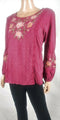 New STYLE&CO Women Bubble Long Sleeve Red Embroidery Blouse Top Plus 0X