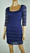 $108 NEW GUESS Women's Blue 3/4 Sleeve Net Striped Scoop Neck Tunic Dress Size 4 - evorr.com
