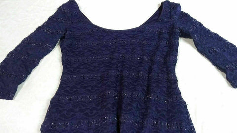 $108 NEW GUESS Women's Blue 3/4 Sleeve Net Striped Scoop Neck Tunic Dress Size 4 - evorr.com