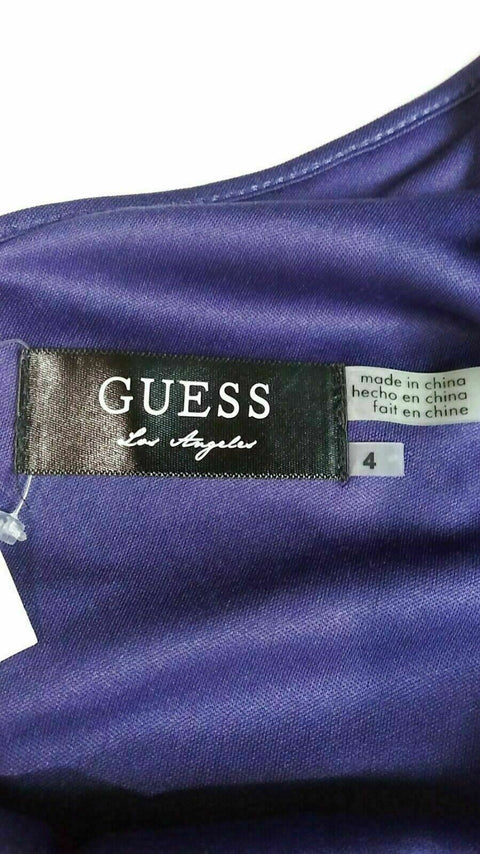 $108 NEW GUESS Women's Blue 3/4 Sleeve Net Striped Scoop Neck Tunic Dress Size 4 - evorr.com