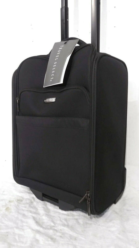 $100 NEW Travel Select 16" Under-Seat Two Wheel Suitcase Black Carry On Luggage