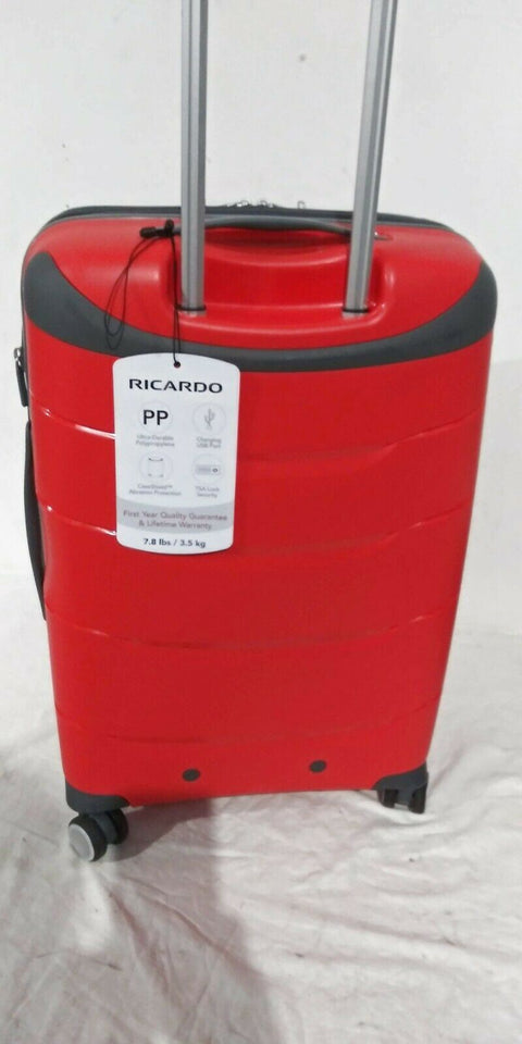 $320 Ricardo Mendocino 24" Spinner Upright Luggage Suitcase Red w/ TSA Hardcase
