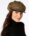 New INC International Concepts Women's Brown Herringbone Cap Hat Cabbie Size One