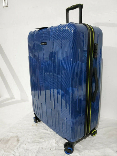 $240 Revo Rain 29" Hard Blue Print Expandable Spinner Suitcase Luggage TSA Lock