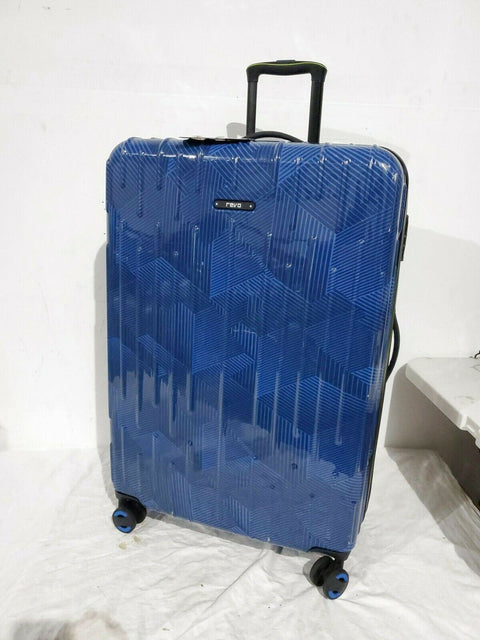 $240 Revo Rain 29" Hard Blue Print Expandable Spinner Suitcase Luggage TSA Lock