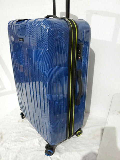 $240 Revo Rain 29" Hard Blue Print Expandable Spinner Suitcase Luggage TSA Lock