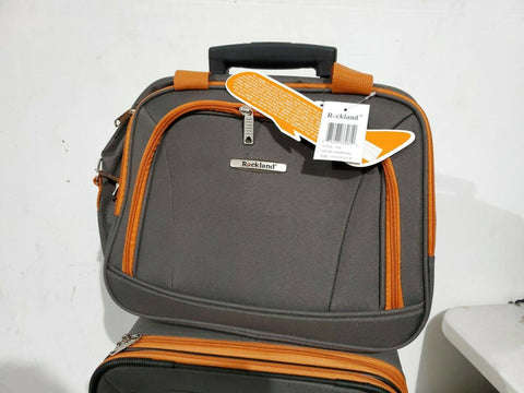 $240 New Rockland 2 Piece Carry On Luggage Set Rolling Wheeled Suitcase Gray