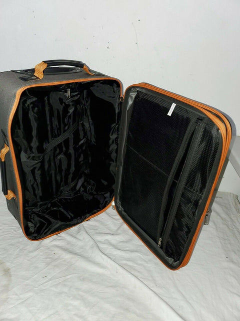 $240 New Rockland 2 Piece Carry On Luggage Set Rolling Wheeled Suitcase Gray