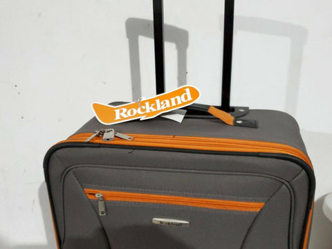 $250 New Rockland 24" Medium Luggage Rolling Wheels Suitcase Gray Orange
