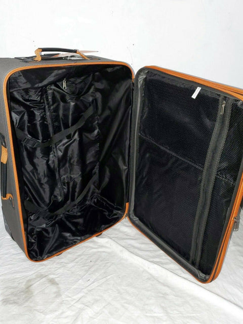 $250 New Rockland 24" Medium Luggage Rolling Wheels Suitcase Gray Orange