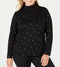 Karen Scott Women Long Sleeve Mock-Neck Falling Leaves Black Blouse Top Plus 3X - evorr.com