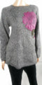 New STYLE&CO Women's Bishop Long Sleeve Jacquard Sweater Gray Plus 2X