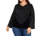 New STYLE&CO Women's Long Bell Sleeve V-Neck Color Block Sweater Gray Plus 2X