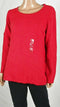 Charter Club Women Long Sleeve Red Textured Pullover Scoop-Neck Sweater Plus 0X