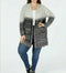 New STYLE&CO Women Long Sleeve Gray Ombre Stripe Hooded Cardigan Sweater Plus 2X