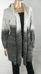 New STYLE&CO Women Long Sleeve Gray Ombre Stripe Hooded Cardigan Sweater Plus 2X