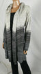 New STYLE&CO Women Long Sleeve Gray Ombre Stripe Hooded Cardigan Sweater Plus 2X