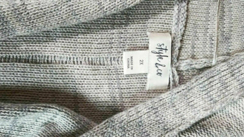 New STYLE&CO Women Long Sleeve Gray Ombre Stripe Hooded Cardigan Sweater Plus 2X