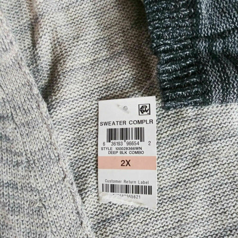 New STYLE&CO Women Long Sleeve Gray Ombre Stripe Hooded Cardigan Sweater Plus 2X