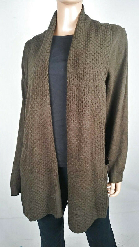 Karen Scott Women Long Sleeve Brown Front Open Textured Cardigan Sweater Plus 2X